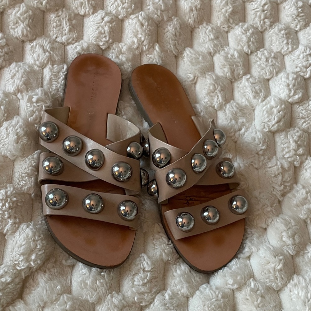 Marc Fisher Tan Sandals with Silver Studs